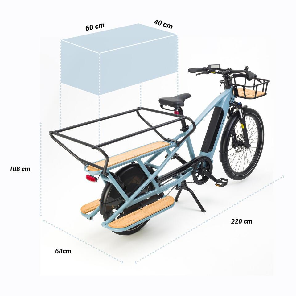 e lastenfahrrad cargobike r500e longtail zuladung E-Lastenfahrrad Cargobike R500E Longtail von Decathlon